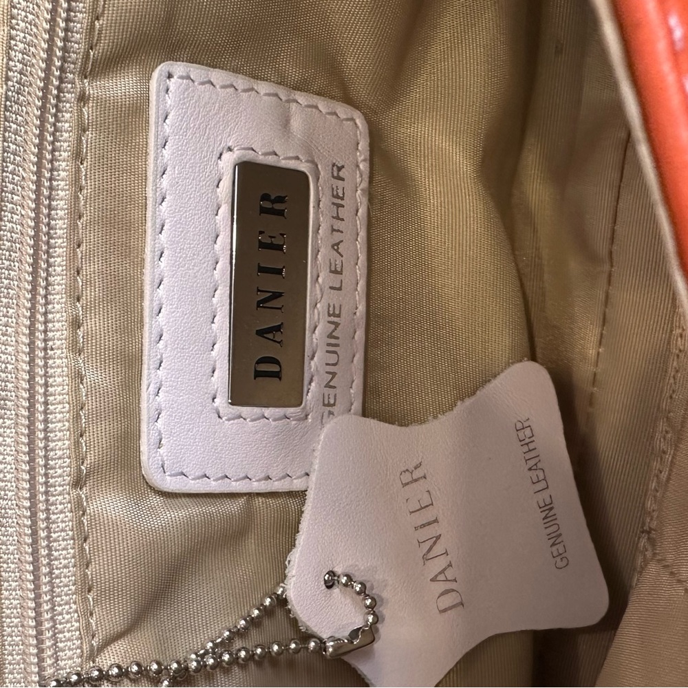 Danier orange and white shoulder bag with rhinestone accents - Picture 8 of 12